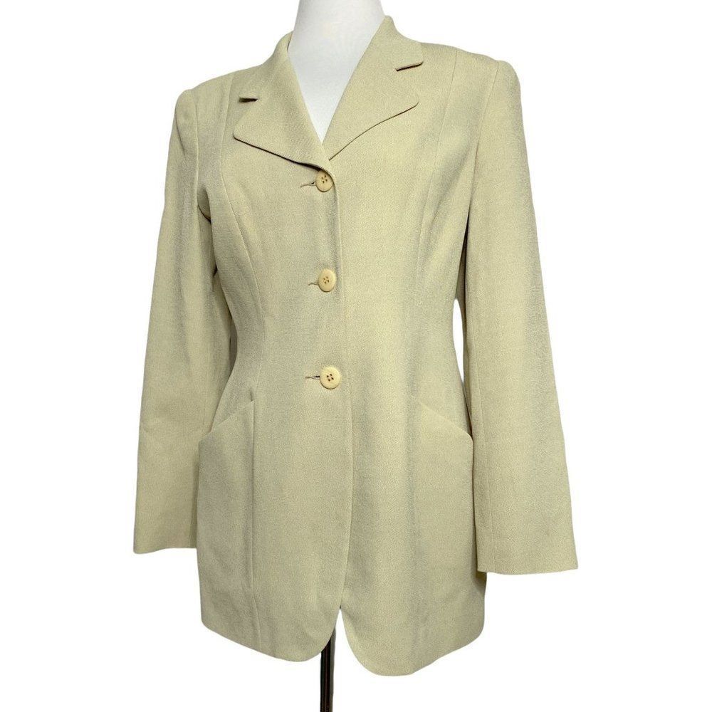 Ann Taylor Loft Vintage 3 Button Blazer Jacket Sz 6 Light Celery Fully Lined USA